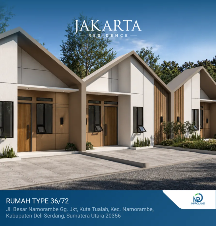 Visualisasi fasad dan area teras Jakarta Residence, ilustrasi rumah baru yang perlu diperiksa langsung